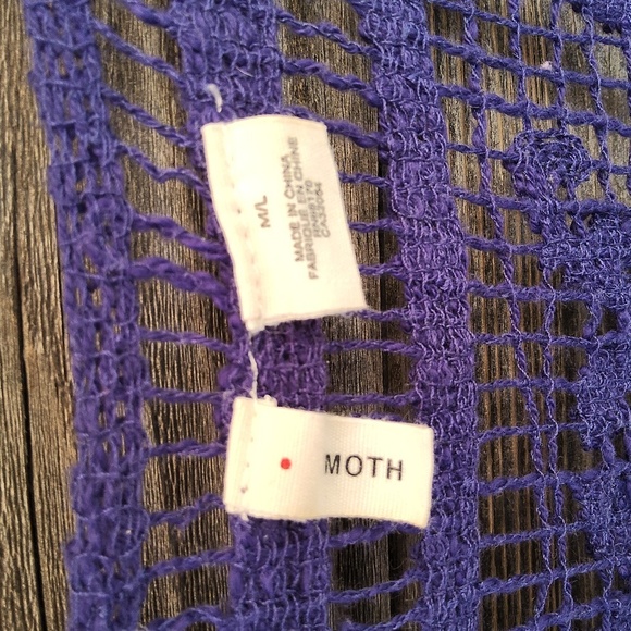 MOTH Anthropologie Purple & White Patterned Sleeveless Vest Size M/ L - Picture 2 of 9